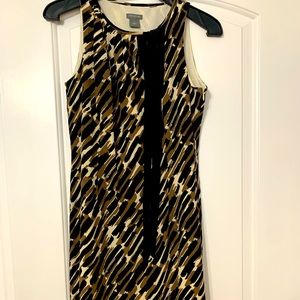 Size 2 black, white and brown Ann Taylor midi dress